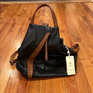 Black and Brown Faux Leather Backpack